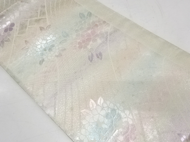 アンティーク　流水に紫陽花模様織出し袋帯（材料）